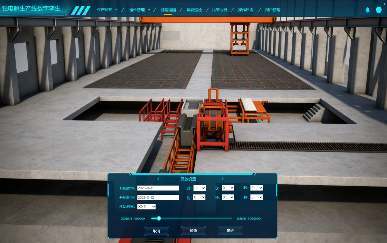 數字孿生工廠、鉛電解生產線數字孿生
